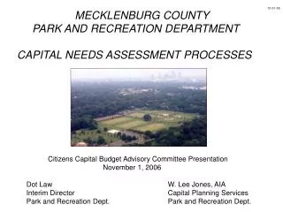 MECKLENBURG COUNTY PARK AND RECREATION DEPARTMENT