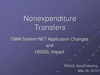 Nonexpenditure Transfers