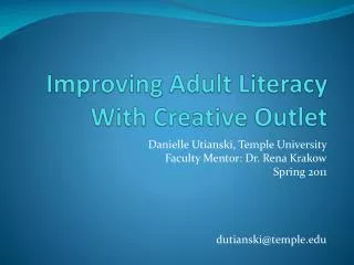 Improving Adult Literacy With Creative Outlet