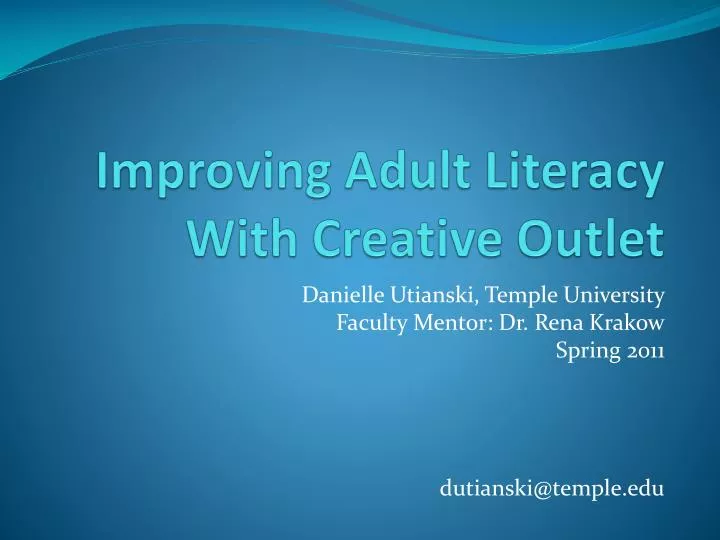 improving adult literacy with creative outlet