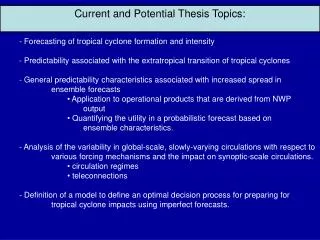 Current and Potential Thesis Topics: