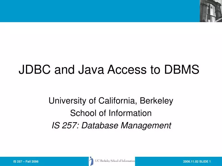 jdbc and java access to dbms