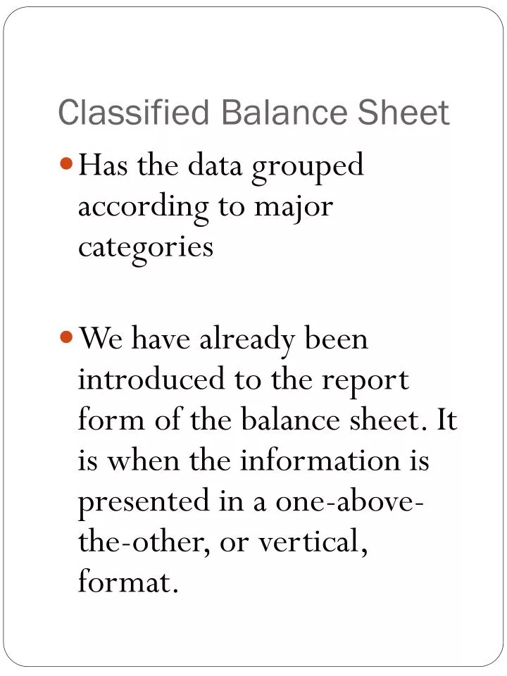 classified balance sheet