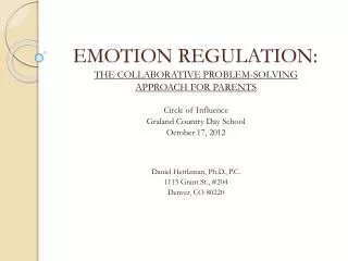 EMOTION REGULATION: