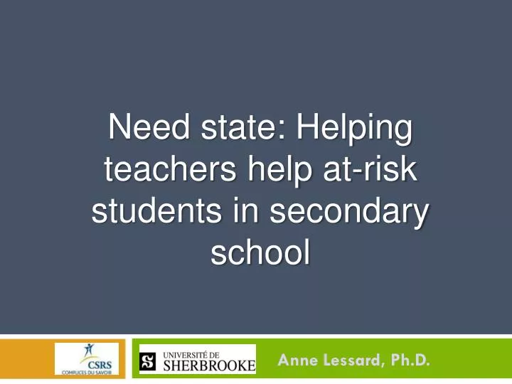 need state helping teachers help at risk students in secondary school