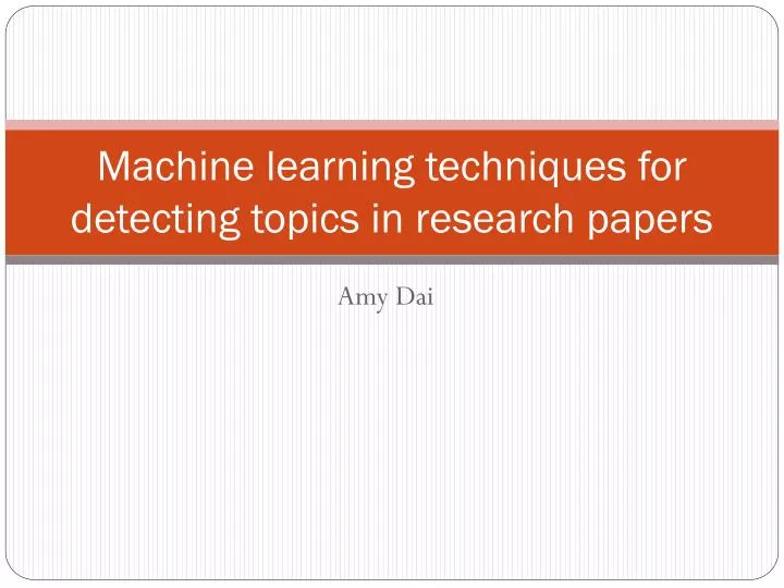 machine learning techniques for detecting topics in research papers