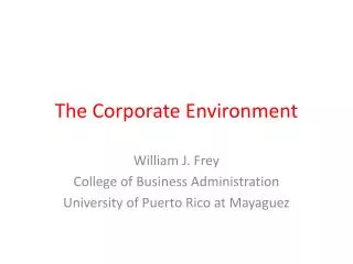 The Corporate Environment