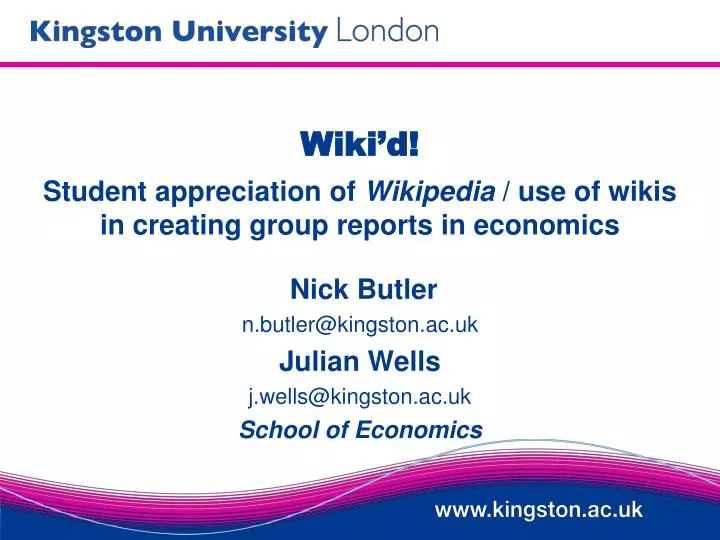 wiki d student appreciation of wikipedia use of wikis in creating group reports in economics