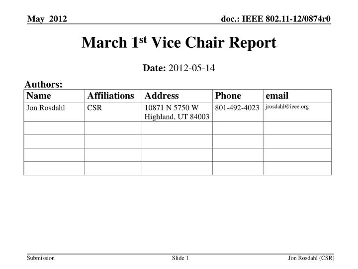 march 1 st vice chair report