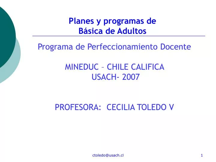 programa de perfeccionamiento docente mineduc chile califica usach 2007 profesora cecilia toledo v