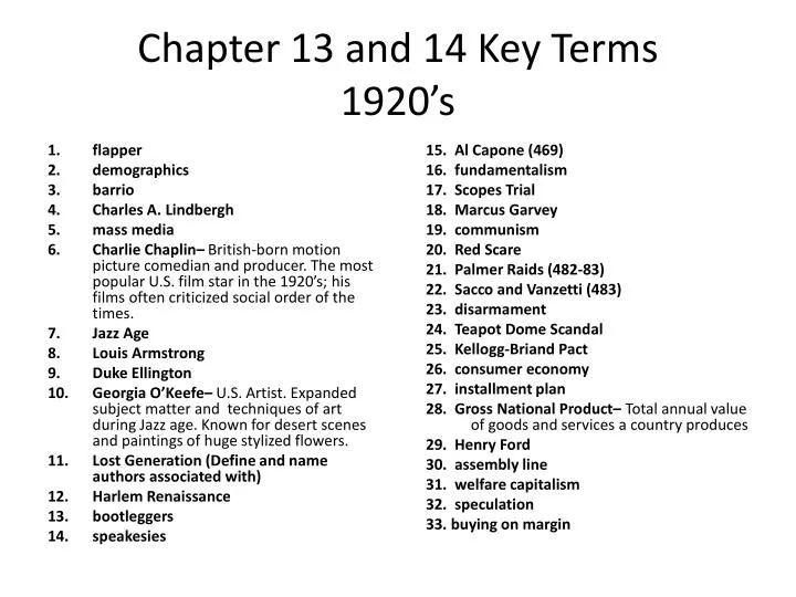 chapter 13 and 14 key terms 1920 s