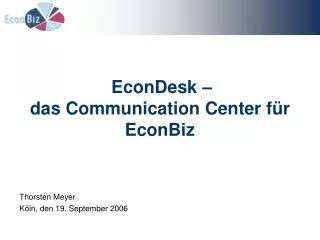 EconDesk – das Communication Center für EconBiz