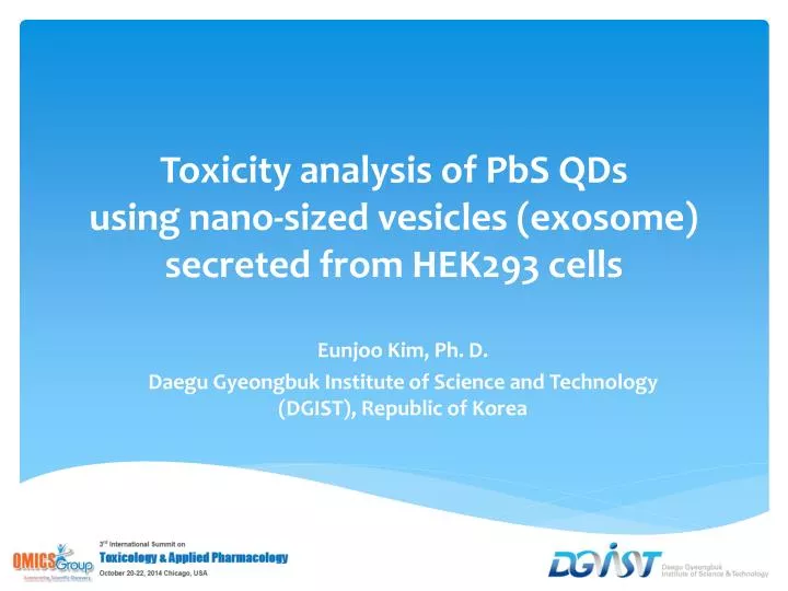 toxicity analysis of pbs qds using nano sized vesicles exosome se creted from hek293 cells