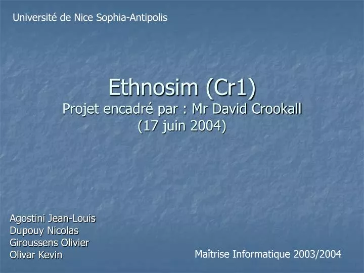 ethnosim cr1 projet encadr par mr david crookall 17 juin 2004