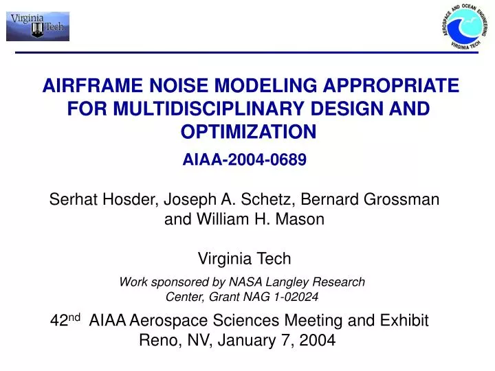 airframe noise modeling appropriate for multidisciplinary design and optimization