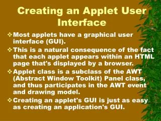 Creating an Applet User Interface