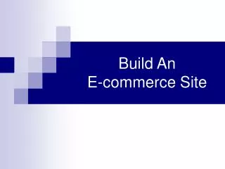 Build An E-commerce Site