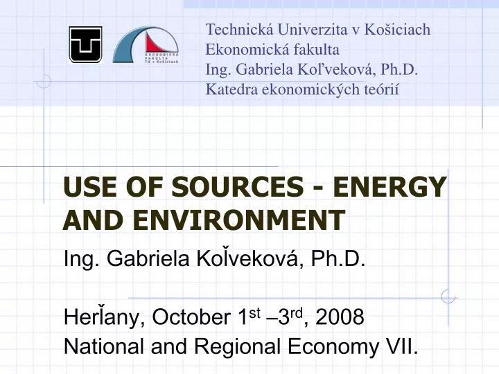use of sources energy and environment