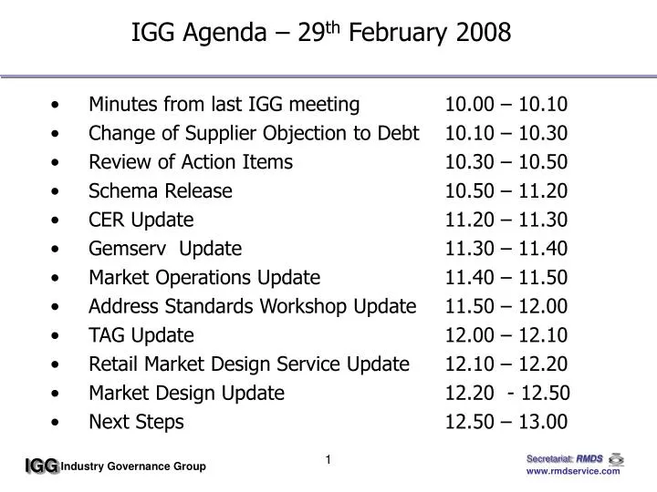igg agenda 29 th february 2008