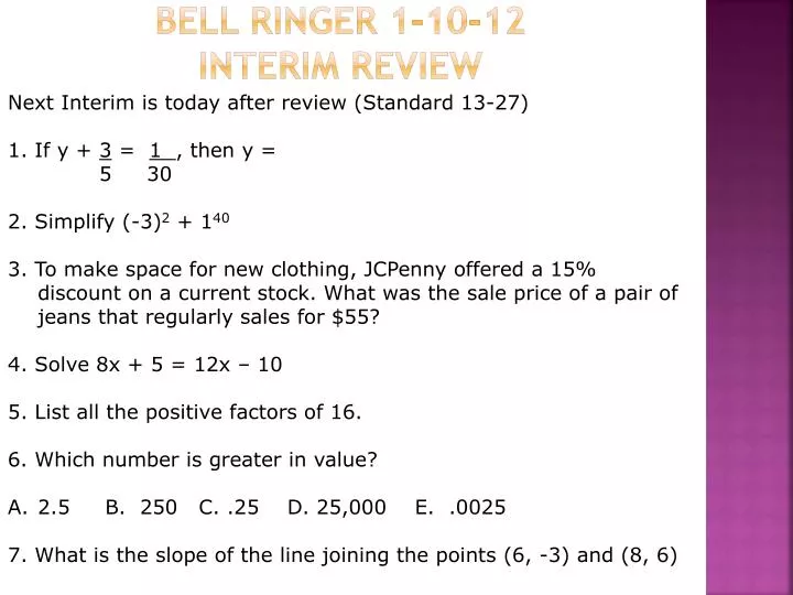 bell ringer 1 10 12 interim review