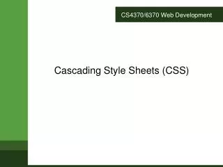CS4370/6370 Web Development