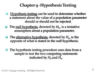 Chapter 9 -Hypothesis Testing