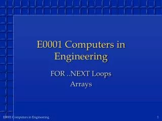 E0001 Computers in Engineering