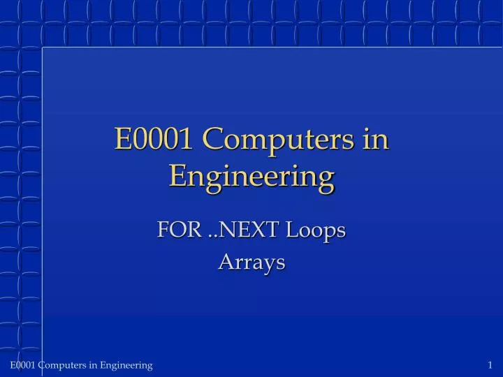 e0001 computers in engineering