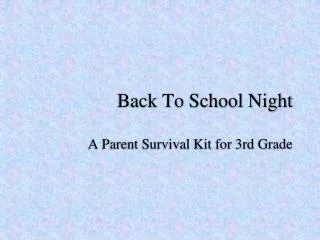 Back To School Night