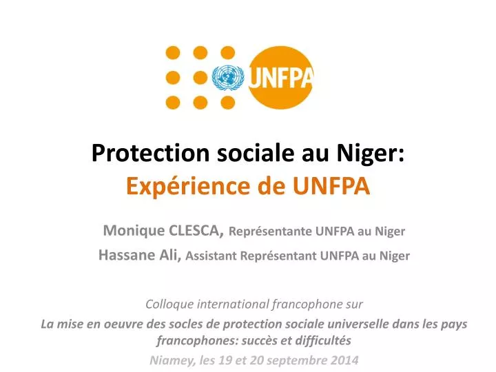 protection sociale au niger exp rience de unfpa