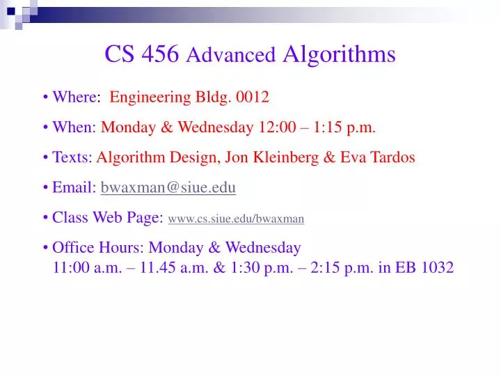 cs 456 advanced algorithms