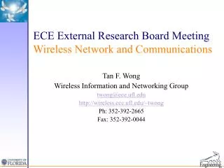 ECE External Research Board Meeting Wireless Network and Communications