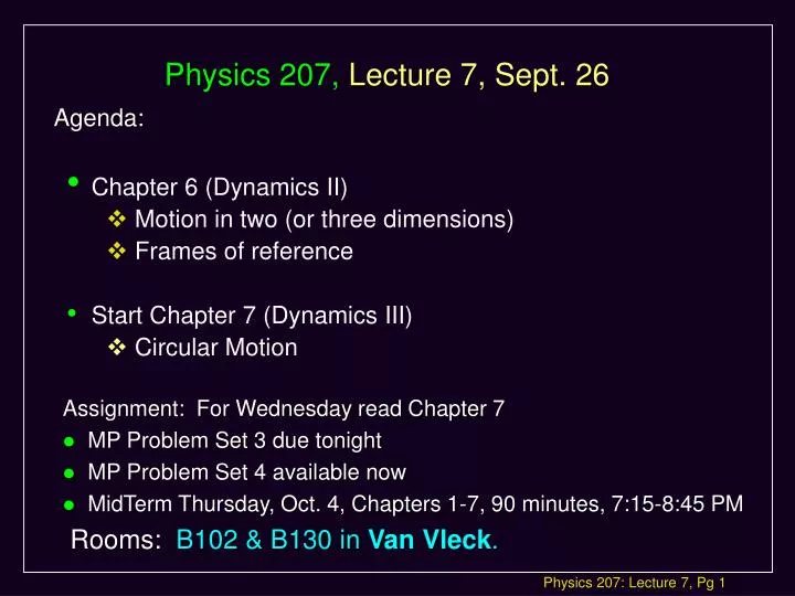 physics 207 lecture 7 sept 26
