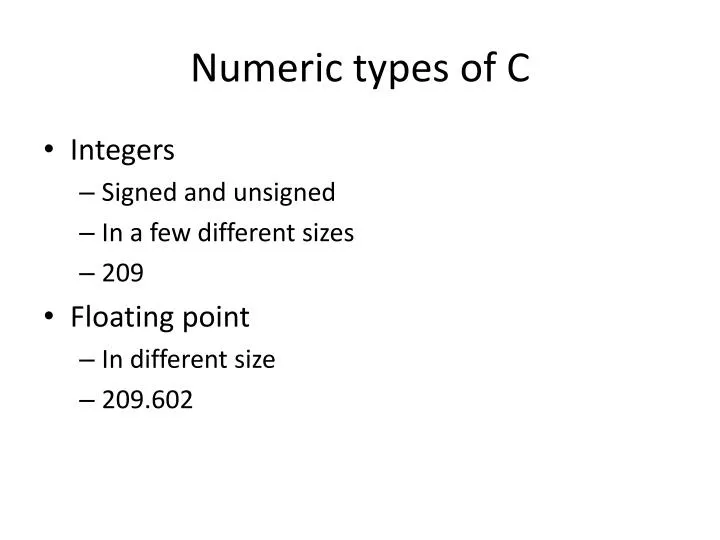 numeric types of c