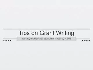 Tips on Grant Writing