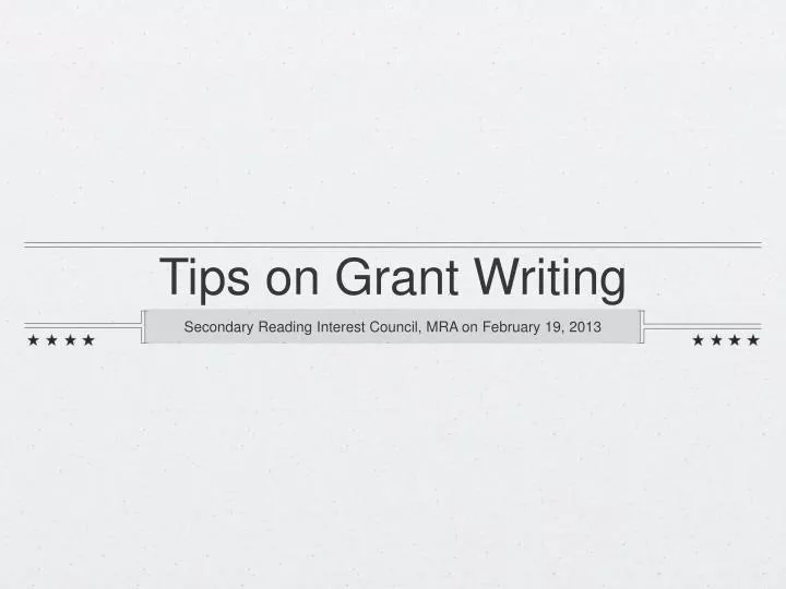 tips on grant writing