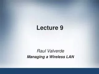 Lecture 9