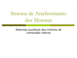 sistema de arrefecimento dos motores