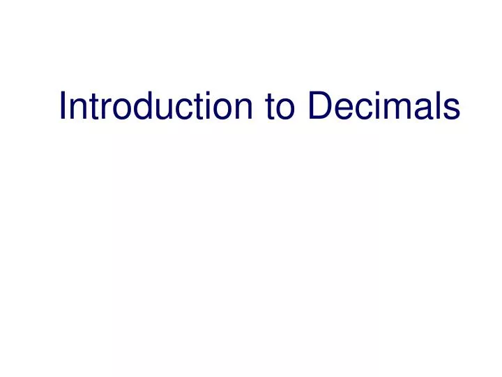 introduction to decimals