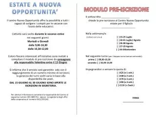modulo pre iscrizione