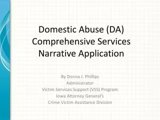 Domestic Abuse (DA) Comprehensive Services Narrative Application