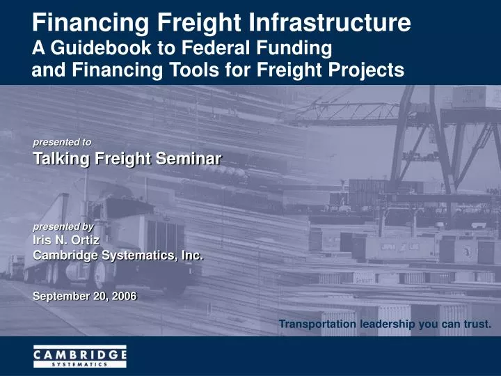 financing freight infrastructure