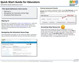 Schoolnet Quick Reference Card