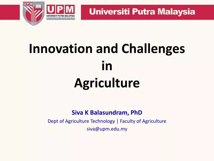 innovation and challenges in agriculture