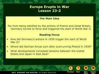 Europe Erupts in War Lesson 23-2