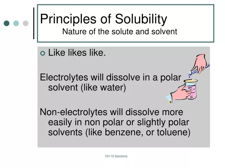 principles of solubility nature of the solute and solvent