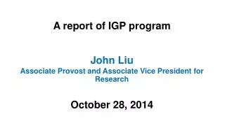A report of IGP program