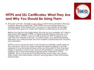 HTTPS and SSL Certificates: What They Are and Why You Should