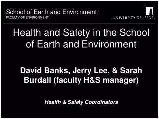 School of Earth and Environment FACULTY OF ENVIRONMENT