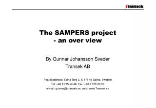 The SAMPERS project - an over view